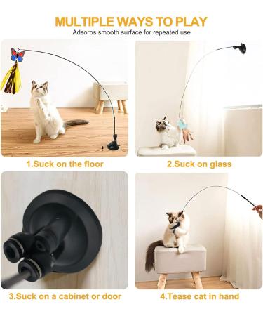 Sunshine Smile Cat Toys Set | Interactive Cat Toys Pack with Springs Feathers & Butterfly Perfect for Cats & Dogs - Buy Online on GoSupps.com