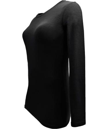 Natural Uniforms Women's Under Scrub Tee Crew Neck Long Sleeve T-Shirt 2-Pack - Black, Size Medium - Buy Online on GoSupps.com