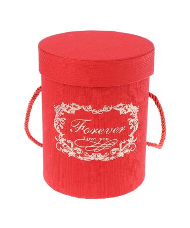 Candy Box 165 * 120mm Round Flower Paper Boxes Lid Hug Bucket Florist Gift Packaging Box Gift Candy Bar Boxes Party Wedding Supply (Color : Red 165x120mm) (Size : Red 165x120mm)