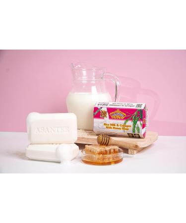 Asantee Rice Milk Collagen Honey Body Soap 125g - Soft, Clear, Radiant Skin - Long-Lasting Scent - Buy Online on GoSupps.com