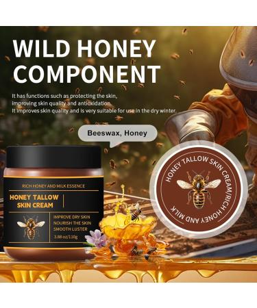 Mgviiiva Beef Tallow Honey Balm for Skin & Face Whipped Beef Tallow Face Moisturizer with Honey Grass Fed Beef Tallow Cream All Natural Pure Body Lotion for Women & Men Dry Sensitive Skin 3.88 OZ - Buy Online on GoSupps.com