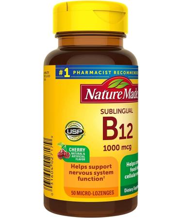 Nature Made B-12 1000 mcg Micro-Lozenges Cherry Flavor 50 ea (Pack of 2) - 100 Count Total - Buy Online on GoSupps.com