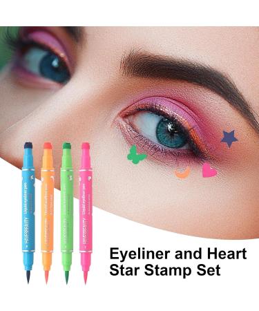 Stamp Eye Liner Pencil | Waterproof Liquid Stamp Eye Liner Pencil 4 Color Eye Stencil Makeup Tool With Star Moon Butterflies Heart Shapes for Parties - Buy Online on GoSupps.com