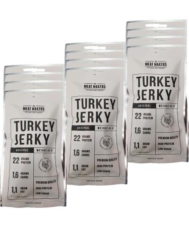 The Meat Makers - 100% Sport Turkey Jerky 480g (12x40g) |High quality meat snack high protein content low -calorie low fat content snacks.Truthahn dry meat snacks for people 3. Turkey - Buy Online on GoSupps.com