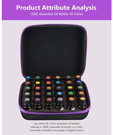 Kirgizta Waterproof Essential Oil & Nail Polish Storage Bag - 30 Slot EVA Pocket Organizer for 5ml 10ml 15ml Bottles (Purple Black) - International Shipping Available - Buy Online on GoSupps.com