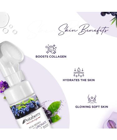 Acai Berry Foaming Face Wash | Hydrating Daily Cleanser with Hyaluronic Acid & Exfoliating Brush | Anti-Aging Acne & Dark Spot Treatment for All Skin Types - Buy Online on GoSupps.com