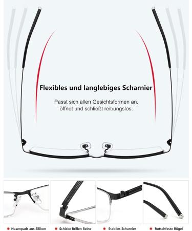 Buy Lanomi Self-Tinting Photochrome Reading Glasses - Stylish Metal Half Frame Gradient Gray UV Protection Multiple Strengths 1.0 to 3.5 - Ideal for Outdoor Reading | International Shipping Available - Buy Online on GoSupps.com