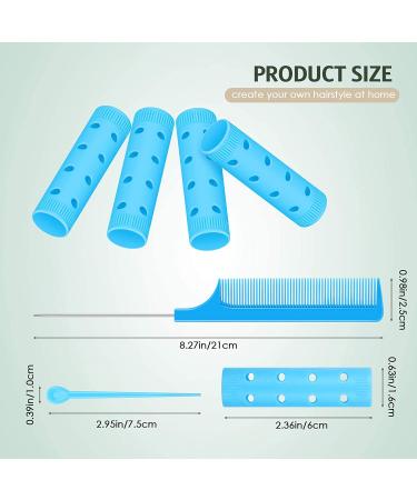 Small Size Hair Rollers Set - 28 Plastic Hair Rollers 0.63 Inch with Steel Pintail Comb - Hairdressing Styling Tools in Blue - Buy Online on GoSupps.com