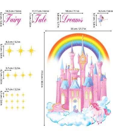 DECOWALL SG-2207 Rainbow Castle Quote Wall Stickers - Fairy Tale Dreams Decals for Kids Girls Nursery - Removable Art Decor - Buy Online on GoSupps.com