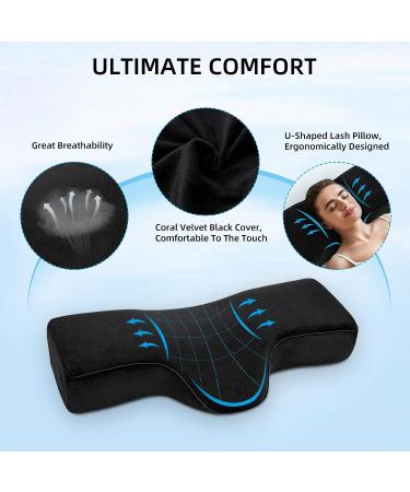 QUEWEL Memory Foam Black Lash Pillow for Comfortable Eyelash Extensions - Neck Pain Relief and Support - Buy Online on GoSupps.com