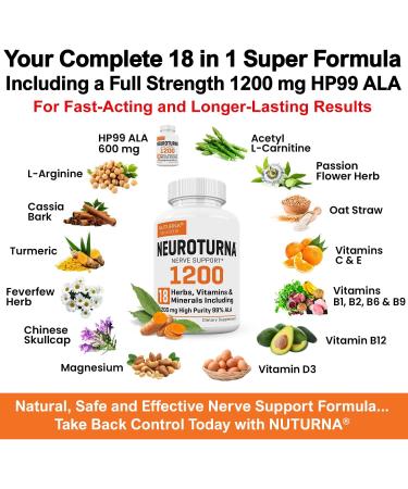 Neuropathy Support Supplement with 1200 mg HP-99 Alpha Lipoic Acid - Max Strength ALA Nerve Formula for Feet Hands Fingers Legs - Ultra Potent 18 in 1 Natural Nerve Vitamins - 180 Capsules 180 Count (Pack of 1) - Buy Online on GoSupps.com