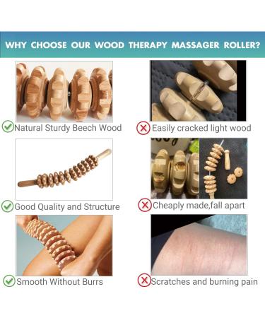 JOYLETUS Curved Wooden Massage Stick Roller for Anti Cellulite Lymphatic Drainage - Self Therapy Tool for Deep Tissue Massage and Pain Relief - Buy Online on GoSupps.com