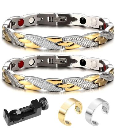 KDUH Magnnet hard band 2 pieces Elegant magnetic therapy Fit plus bracelet anti-fatigue slimming bracelets lymphatic drainage ring therapeutic magnetic ring 2 pieces lose weight improvement circulation