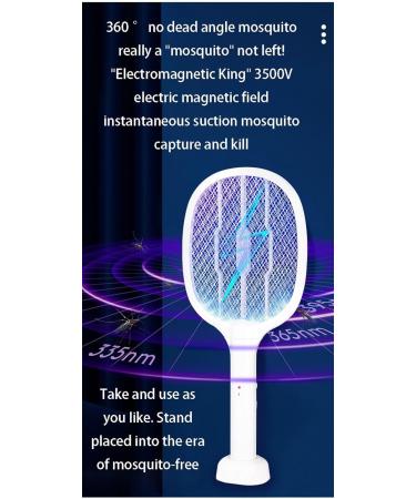 Electric Bug Swatter Rechargeable Bug Zapper Electric Bug Zapper Racket Bug Swat 2 in 1 Rechargeable Electric Fly Swat Standing Handheld Dual Purpose Mosquito Swat for Indoor and Outdoor Use - Buy Online on GoSupps.com