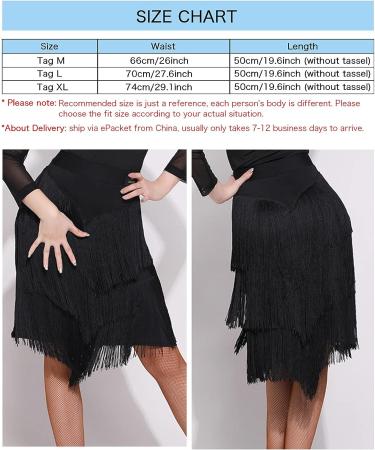 Z&X Women's Fringe Split Leg Dance Skirt with Shorts - X-Large Black - Buy Online on GoSupps.com