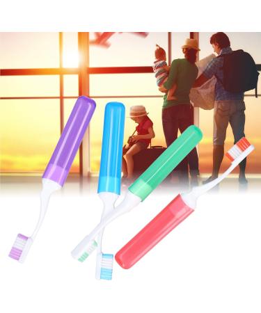 Portable Toothbrush 4 Pack - Fine Hair Oral Cleaning for Travel & Stain Removal - Buy Online on GoSupps.com