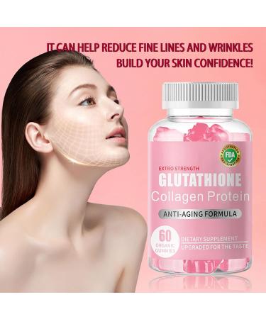 Glutathione Collagen Glow Gummies 60Pcs Beauty Collagen Gummies Skin Care Anti-Aging Organic Glow Beauty Collagen for Women Dark Spot - Buy Online on GoSupps.com
