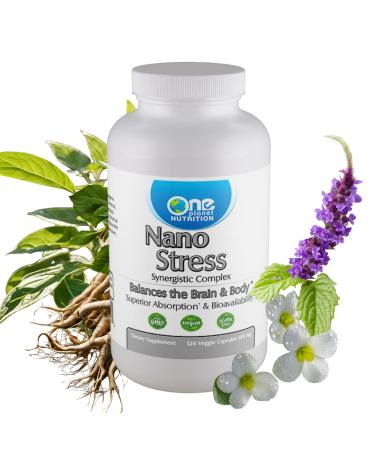 One Planet Nutrition Nano Stress 500 mg Veggie Capsules (120 Servings) Nano Adaptogenic Blend Vegan Non-GMO Gluten-Free