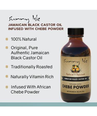 Sunny Isle Jamaican Black Castor Oil with Chebe Powder 2oz - Stronger, Longer Hair | All-Natural African Moisturizer for All Hair Types - Buy Online on GoSupps.com