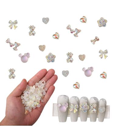 Aurora Bow Nail Charms 100PCS 3D Butterfly Nail Art Decorations Bow Nail Ornaments Resin Nail Art Accessory for Women Girls Salon Home DIY Nail Art Supplies