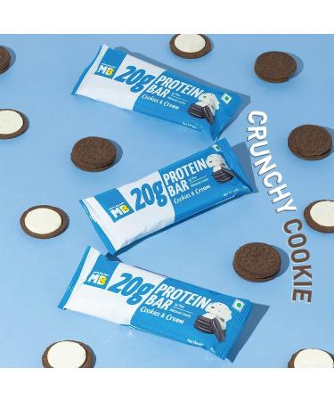 20 gram Protein Bar Cookies & Cream Protein Blend Fibre 100% Veg Gluten-Free Healthy Protein Snacks For Energy & Fitness (Pack of 6) - Buy Online on GoSupps.com