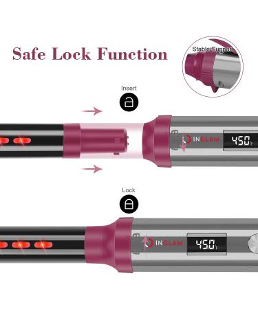 IG INGLAM 8-in-1 Curling Iron Wand Set - Professional Hair Curler with 8 Ceramic Barrels Fast Heat & Adjustable Temp for All Hair Types - Rock Grey & Purple - Buy Online on GoSupps.com