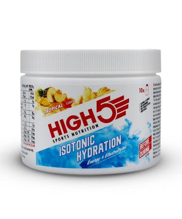 HIGH5 Hydration Energy Drink Powder | Isotonic Electrolyte Hydration | 28 g Carbs | 25mg Magnesium | Added Postbiotics | Zero Fat | (Tropical 300g) Tropical 300 g (Pack of 1)