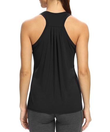 Bestisun Workout Tops for Women Loose fit Racerback Tank Tops Yoga Running Shirts Dance Tops Medium Black