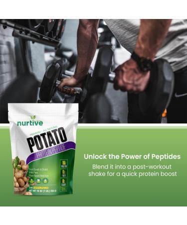 NURTIVE Potato Protein Peptide Powder - Plant-Based, Rich in Nutrients - Peptide Enriched Formula - Ideal for Shakes, Baking & Cooking - Non-GMO & Vegan Friendly - 26 Servings (16 oz / 454g) - Buy Online on GoSupps.com