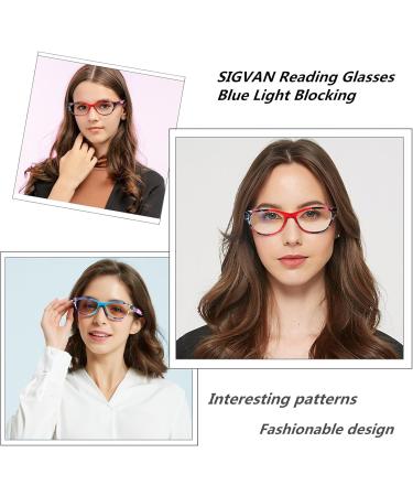 Buy SIGVAN Ladies Cat Eye Reading Glasses 5 Pairs Blue Light Blocking Fashion Readers for Women - Colorful 2.0x Spring Hinge Patterns - Buy Online on GoSupps.com