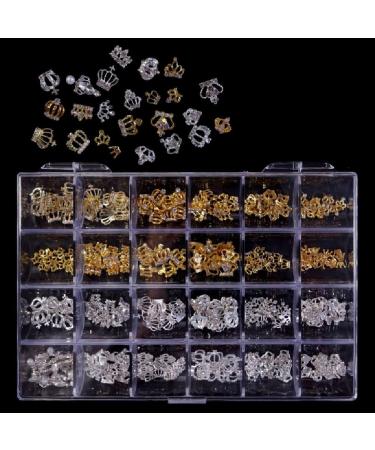 24 Grids Luxury 3D Nail Charms Studs Nail Rhinestones Gems Nail Art 3D Rhinestones Crafts Diamonds Crystal Jewels Stones Decorative Nail Element