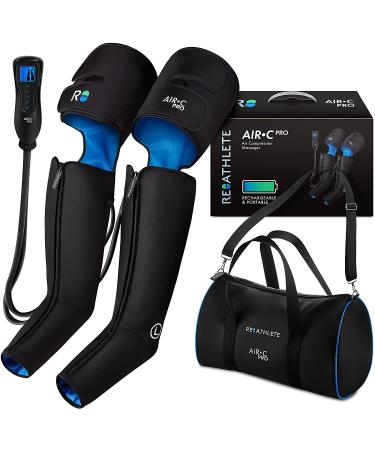 ReAthlete Leg Massager | Rechargeable & Portable Sequential Compression Device with Digital Controller & Bag | New Sleeve Design SCD Machine for Legs | Muscle Pain Relief Thigh, Calf & Feet Massager AIR-C PRO