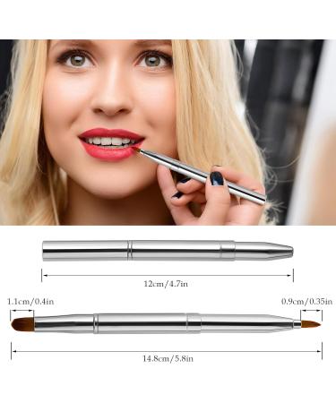 Retractable Dual End Lip Makeup Brush - Portable Lipstick & Concealer Brush Tool (Silver) - Buy Online on GoSupps.com