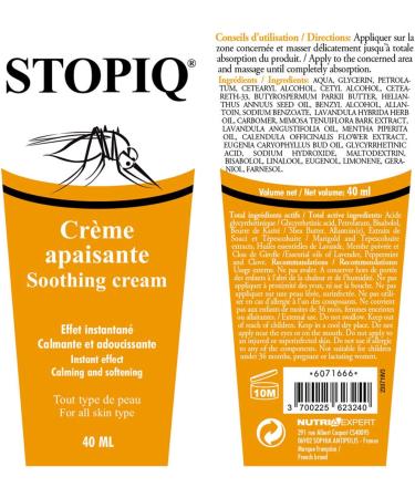 Nutriexpert STOPIQ Soothing Cream Anti-Insect Bite Calming and Softening Instant Effect With Essential Oils and Herbal Extract Tube of 40 ml - Buy Online on GoSupps.com