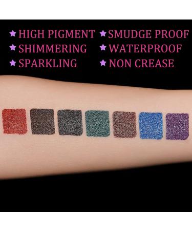 UCANBE 7 Colors Shimmer Liquid Eyeliner Makeup Set Metallic Satin Finish Colorful Sparkling Eye Liner Pen Long Lasting High Pigmented with Waterproof & Smudge Proof Formula Multicolor_7pc - Buy Online on GoSupps.com