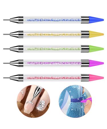 5 Pack Rhinestone Dotting Pen Dual-Ended Rhinestone Gems Crystals Studs Wax Pencil Picker Tools Pens for Nail Art DIY Decoration Diamond Painting