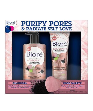 Bior Rose Quartz Charcoal Face Wash Cleanser & Pore Refining Scrub Bundle Pack - Buy Online on GoSupps.com