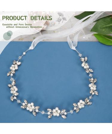 Tanfeine Silver Flower Girl Headband - Princess Crystal Pearl Hair Accessory for Wedding, Birthday Party & First Communion - Buy Online on GoSupps.com