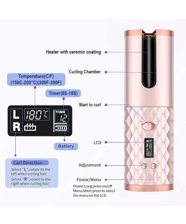 Portable Automatic Hair Curler - Wireless Ceramic Curling Iron | Cordless Self Curling Wand | Adjustable Temperature & Anti-Tangle | Fast USB Recharge | Travel Friendly - Buy Online on GoSupps.com