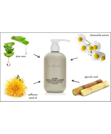 Raya Glycolic Mud Facial Cleanser 16 oz | AHA Exfoliating Formula for Dry & Combination Skin | pH Balanced with Volcanic Mud - Buy Online on GoSupps.com