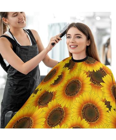 Yellow Sunflower Hair Cutting Cape - Professional Salon Apron with Snap Closure for Hairdressers - Buy Online on GoSupps.com