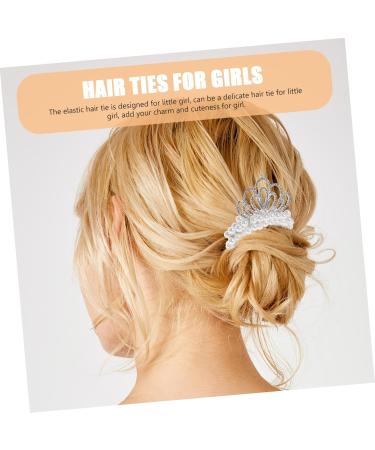 Hair Accessories Girl Hair Tie Pearl Crown Hair Tie Pearl Beaded Hair Scrunchies Hair Ties for Girls Pearl Hair Tie with Crown Ponytail Holder Rubber Band Plastic Pearl Beads Child - Buy Online on GoSupps.com