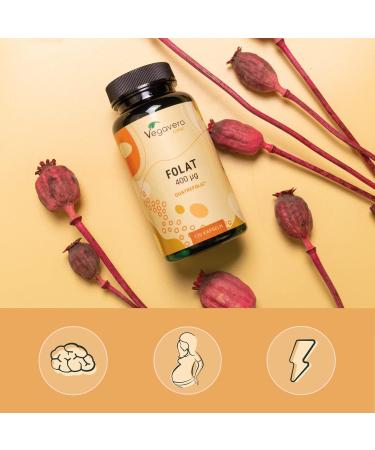 Folic Acid 400 g Capsules | Premium Quatrefolic 5-MTHF Folate | Italian Raw Material | Ideal for Pregnancy | No Additives | German Quality - Vegavero  - Buy Online on GoSupps.com
