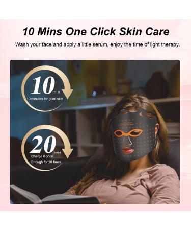 Flexible Silicone Facial Mask - Portable Red & Blue LED Therapy for Skin Care | Remote Control 7 Colors - Buy Online on GoSupps.com