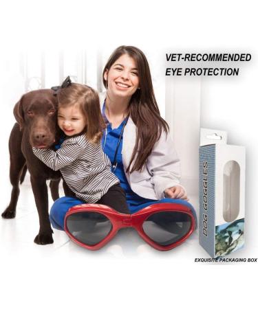 WELLXUNK Dog Sunglasses - Adjustable UV Protection for Small & Medium Dogs - Waterproof Red Dog Eyewear - Buy Online on GoSupps.com