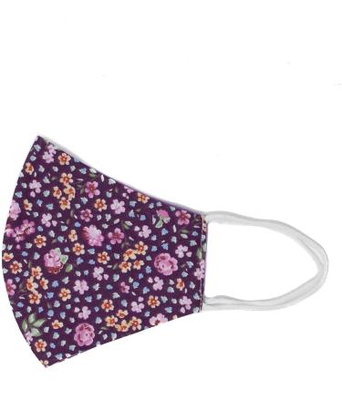 Double-Layer Reusable Reversible Cotton Facemask - Extra Soft Ear Loops (Violet Pink Roses) | International Shipping Available - Buy Online on GoSupps.com