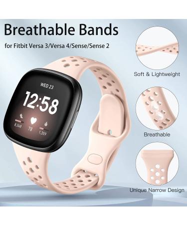 Fitbit Sense/Versa 3/Versa 4 Bands for Women Men - Slim Silicone Replacement Wristbands (Black/White/Pink/Gray) - Small Size - Buy Online on GoSupps.com