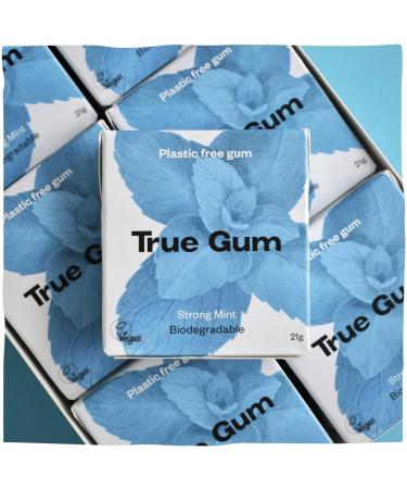 True Gum Strong Mint - Plastic-Free Biodegradable Vegan Chewing Gum (21g) | Eco-Friendly International Shipping - Buy Online on GoSupps.com