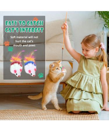 ueslwser 20 Pcs Mice & AnimalToys Colorful Feather Interactive Cat Interactive Mouse Catnip Toys Assorted Randomly Colors for Cats and Kitten Indoor Play Cat Mice Toys Pack Interactive Catch Play - Buy Online on GoSupps.com