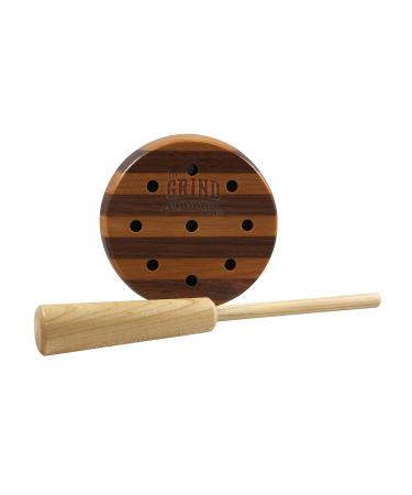 The Grind Cooker Pot & Peg Slate Turkey Call, Walnut/Maple Woods with Slate Top Pot Turkey Call, Brown